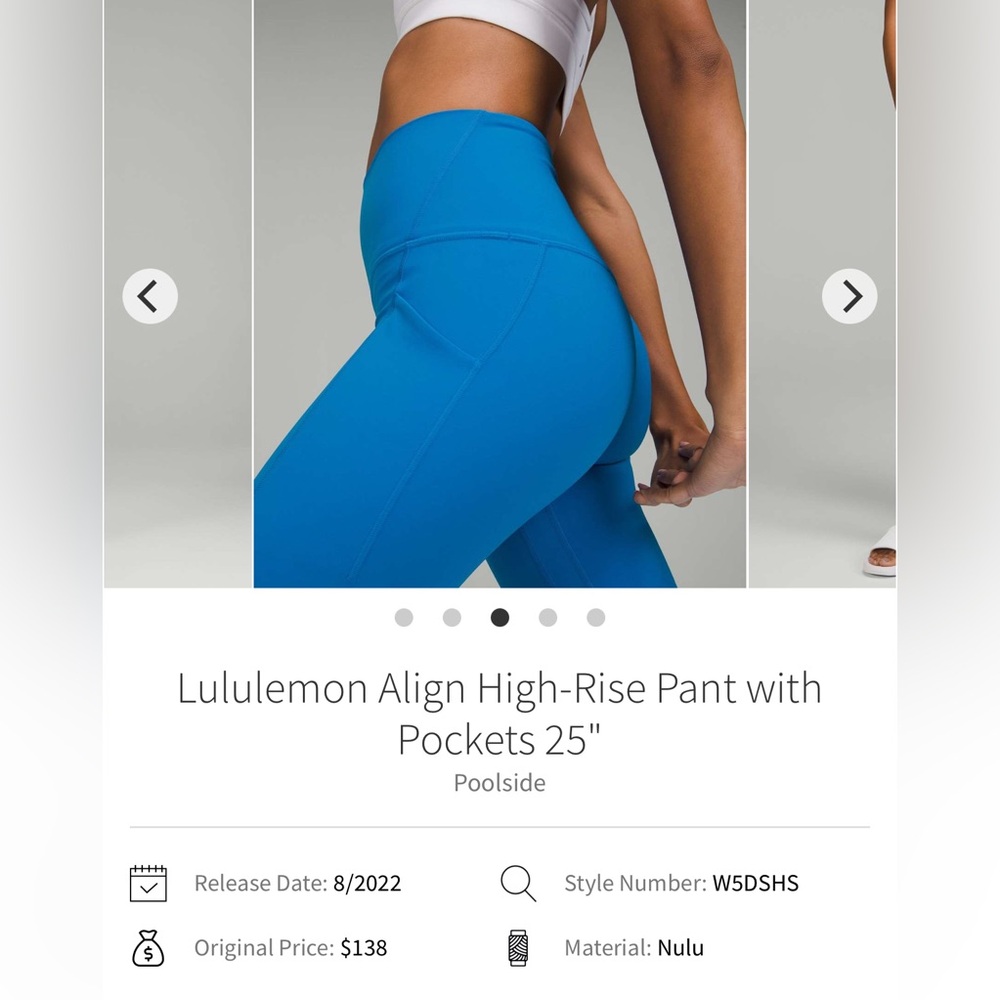 Lululemon Poolside Align W/Pockets 6